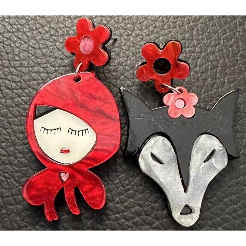 Little Red Riding Hood Big Bad Wolf Earrings
